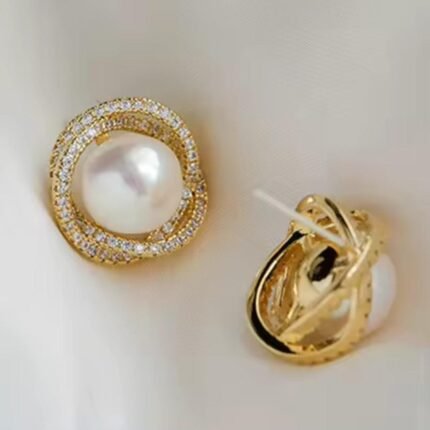 Pearl Orbit Stud Earrings