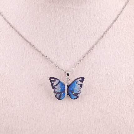 Sapphire Butterfly Pendant Necklace