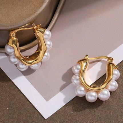 Pearl Cascade Hoop Earrings