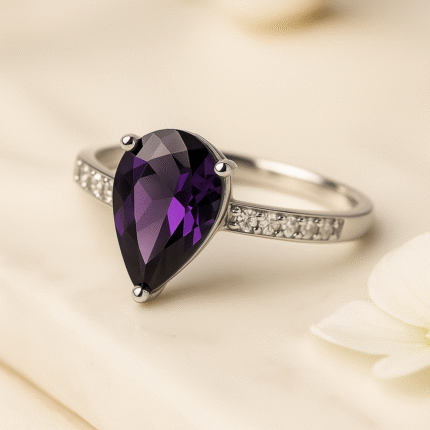 Amethyst Teardrop Ring