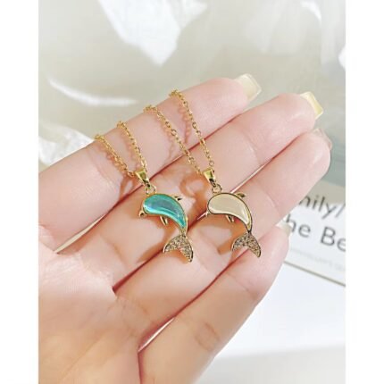 Aqua Dolphin Sparkle Necklace
